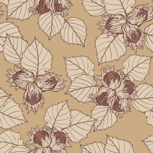 Vector image hazelnuts, forest nuts on light brown