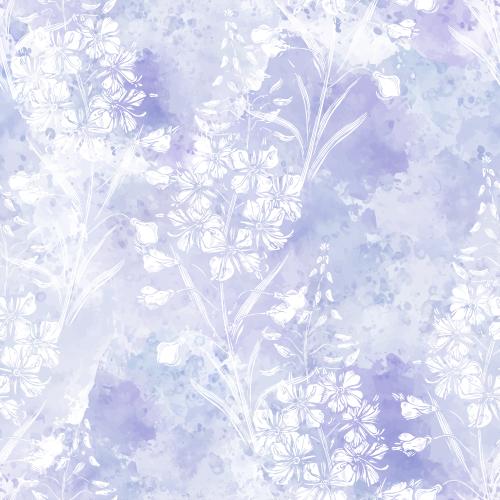 Vector image kips, ivan's tea, white silhouettes on a lavender watercolor